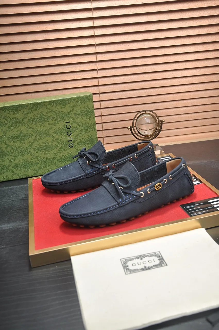 Men's Men's Shoes💰420💶【GUCCI】 (High-end Niuli) New 🍀Gucci*——Gucci Doudou Shoes! Made of imported original cowhide, the inner top layer is comfortable cowhide lining! Original wear-resistant rubber outsole! High quality products! Code number 38-44!